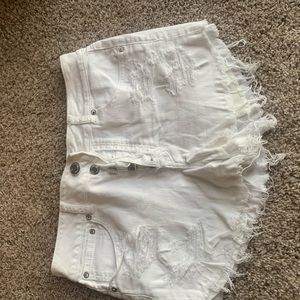 White Distressed American Eagle Size 10 Shorts